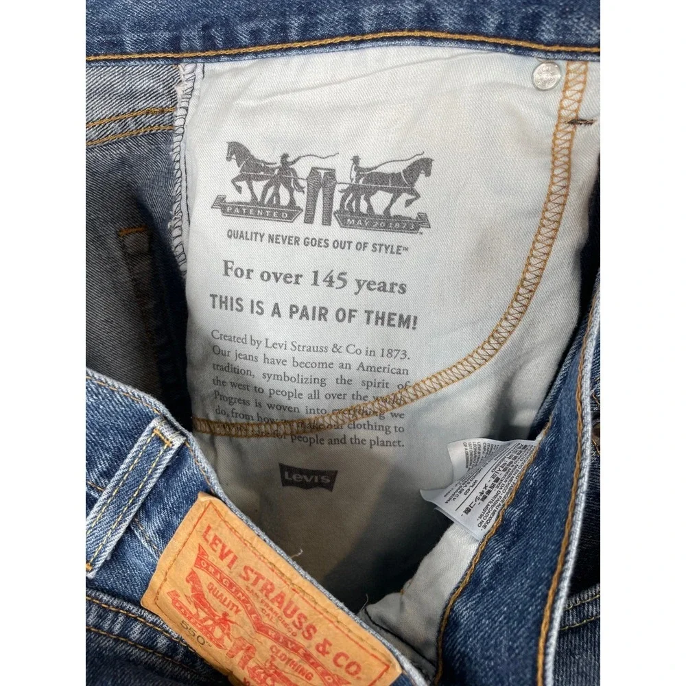 Levis 550 Relaxed Fit‎ Jeans Mens 40x30 Blue Medium Wash Denim Cotton Thrashed
